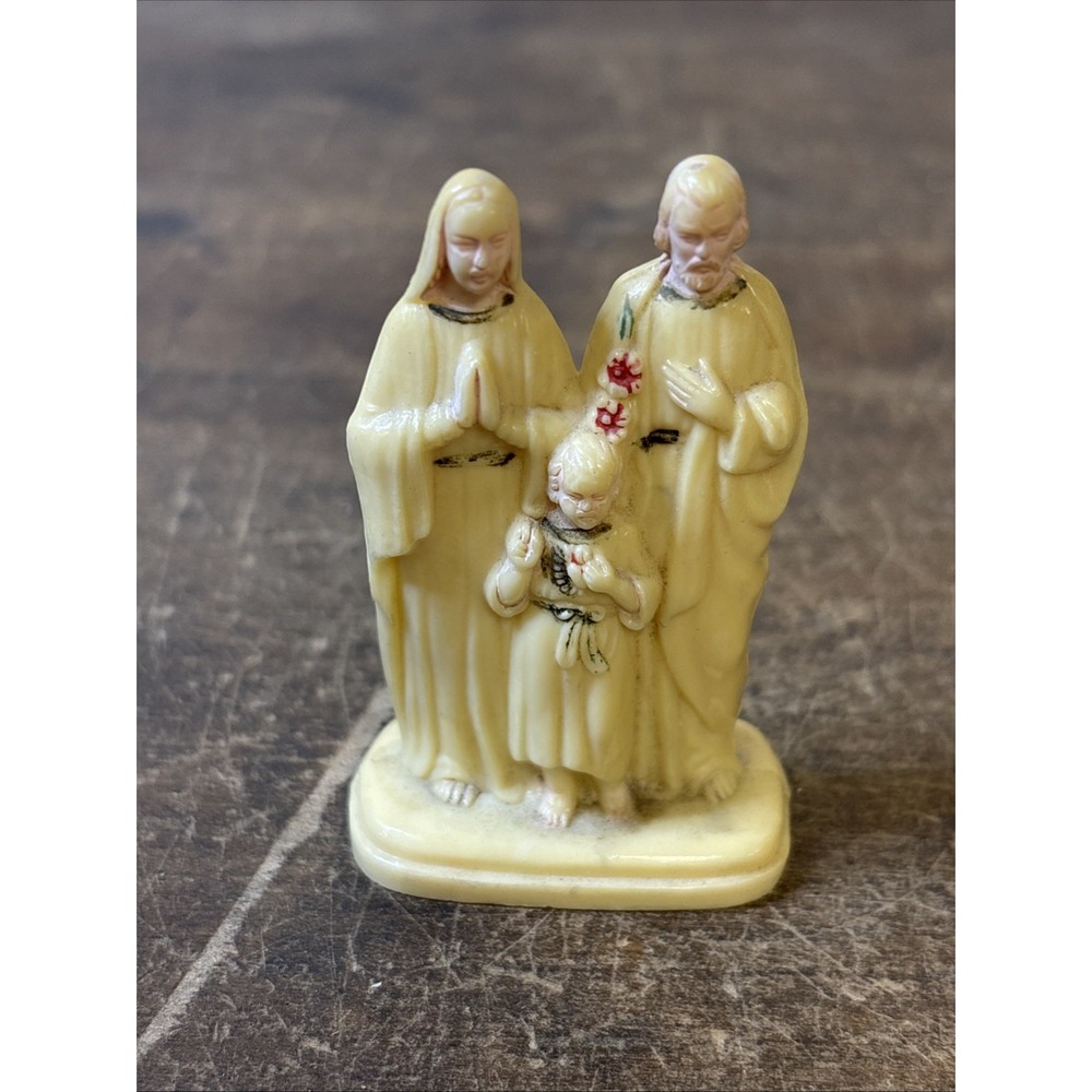 Vintage Celluloid Dashboard Jesus Holy Family Figurine Hong Kong 1960s